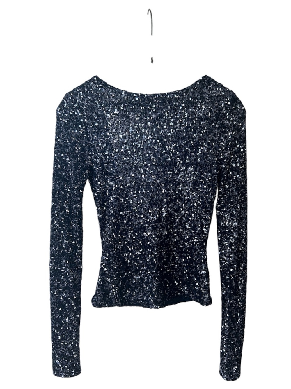 Free People | Women's Navy Blue Leading The Way Sequin Long-Sleeve Top Size XS - Picture 4 of 16